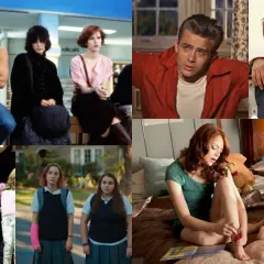 Kolaż scen z filmów, w tym z "The Breakfast Club", "Buntownika bez powodu" i "La La Land", prezentujący ikony kina, które mogłyby znaleźć się w rankingu 100 najlepszych filmów.