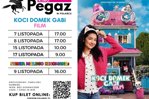 Kino Pegaz: Koci Domek Gabi. Sprawdź, jak sprawdzić do kiedy grają film, godziny seansów i ceny biletów.