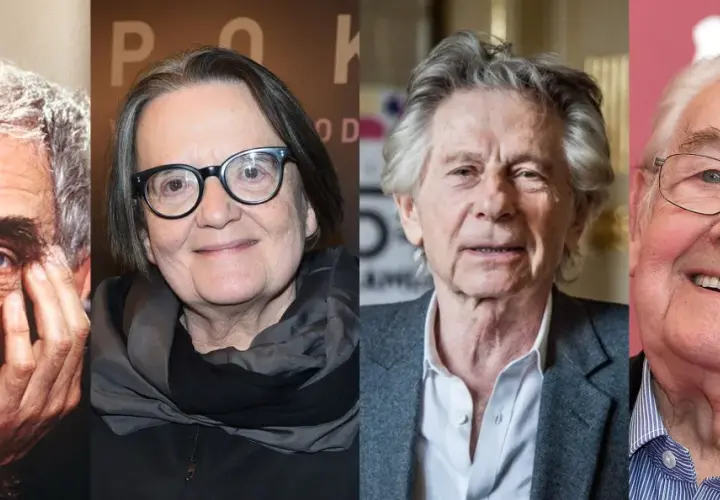 Portrety wybitnych twórców kina: Andrzej Wajda, Agnieszka Holland, Roman Polański i Jerzy Hoffman – czołówka top 10 polskich reżyserów.