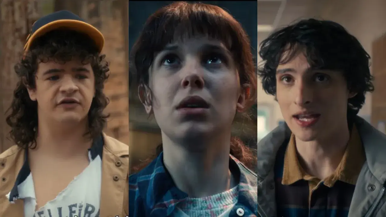 Dustin, Eleven i Mike w Stranger Things. Ile lat ma Eleven w 5 sezonie? W 4 sezonie miała 14 lat, więc w 5 pewnie będzie miała 15.