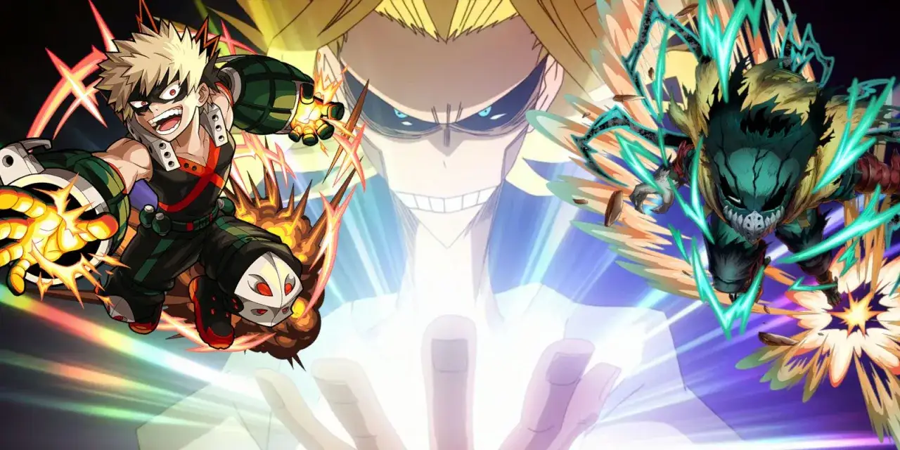 Bakugo i Deku w trybie pełnej mocy, z All Mightem w tle. Zastanawiasz się, ile sezonów ma My Hero Academia?