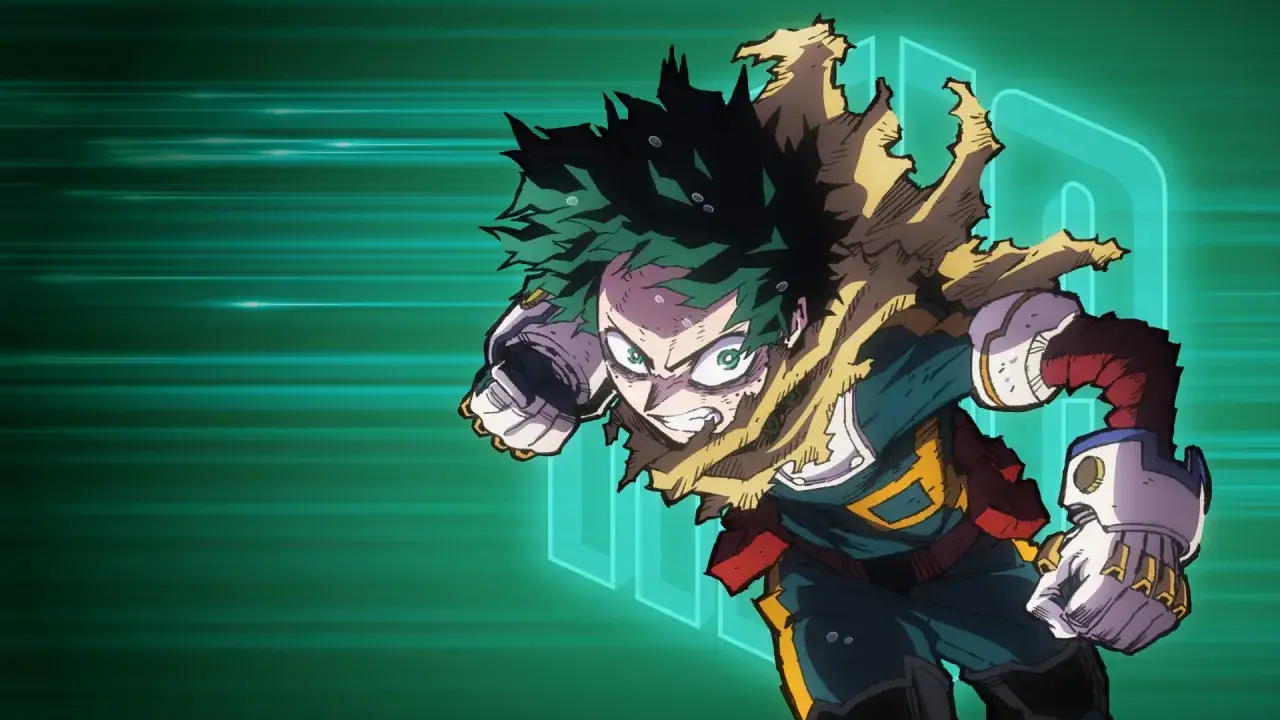 Izuku Midoriya w akcji, zdeterminowany, by dowiedzieć się, ile sezonów ma My Hero Academia.