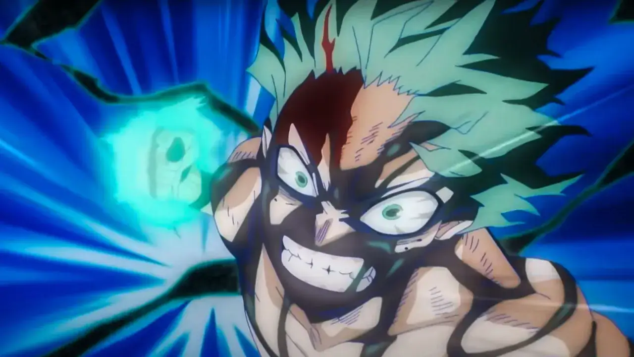Izuku Midoriya w furii, z zieloną energią w dłoni. Ile sezonów ma My Hero Academia? To pytanie zadaje sobie wielu fanów tej serii.