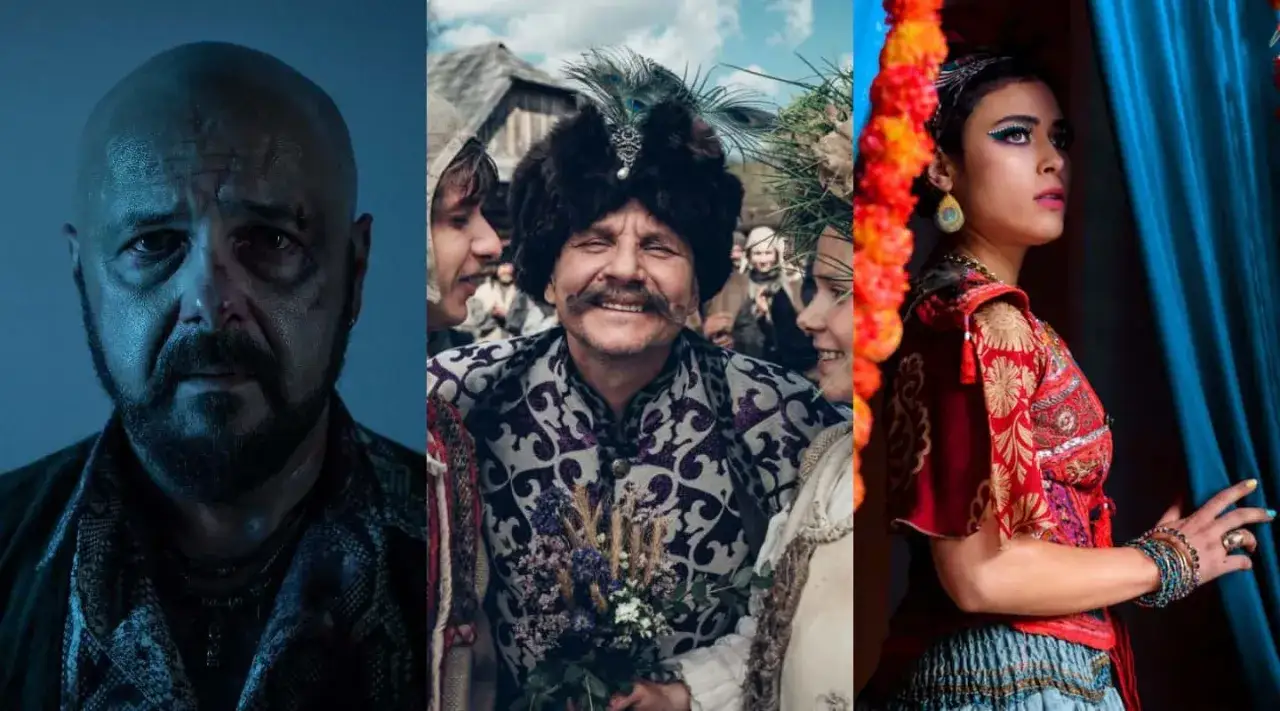 Trzy kadry z filmów: mężczyzna z blizną, wesoły Kozak z bukietem, kobieta w barwnym stroju. Sprawdź, co warto obejrzeć na Netflix!